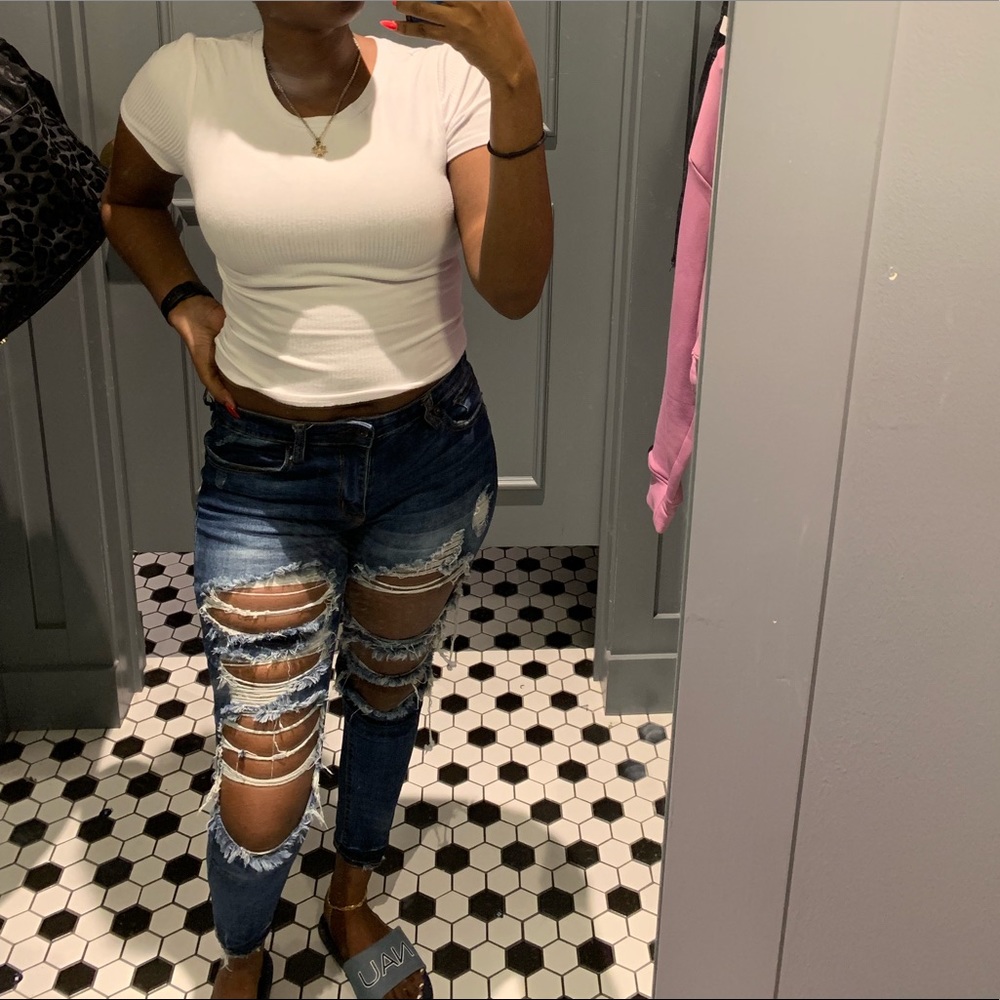 Ripped jeans.